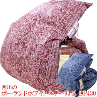 おすすめの”冬用”羽毛布団・西川リビング ポーランド産ホワイトマザーグース(シングル)55,000円